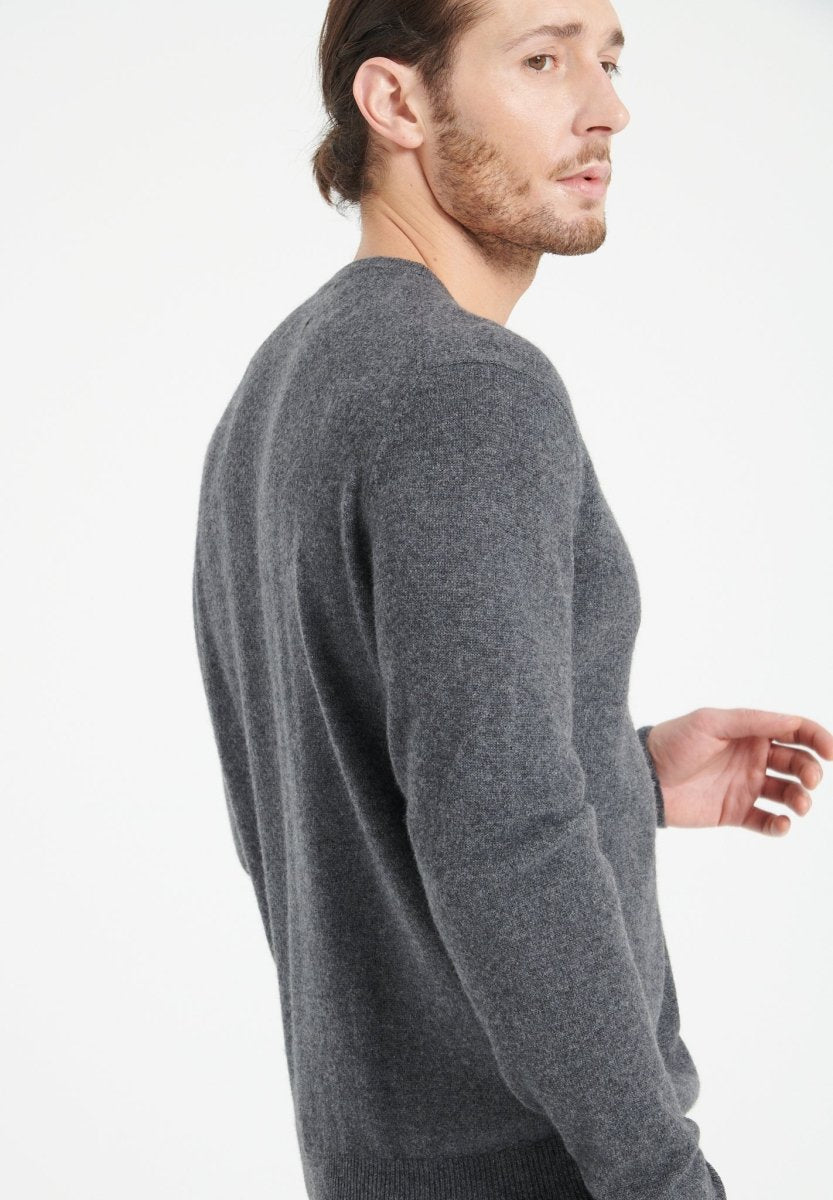 LUKE 2 Pull col rond en cachemire gris anthracite - Studio cashmere8