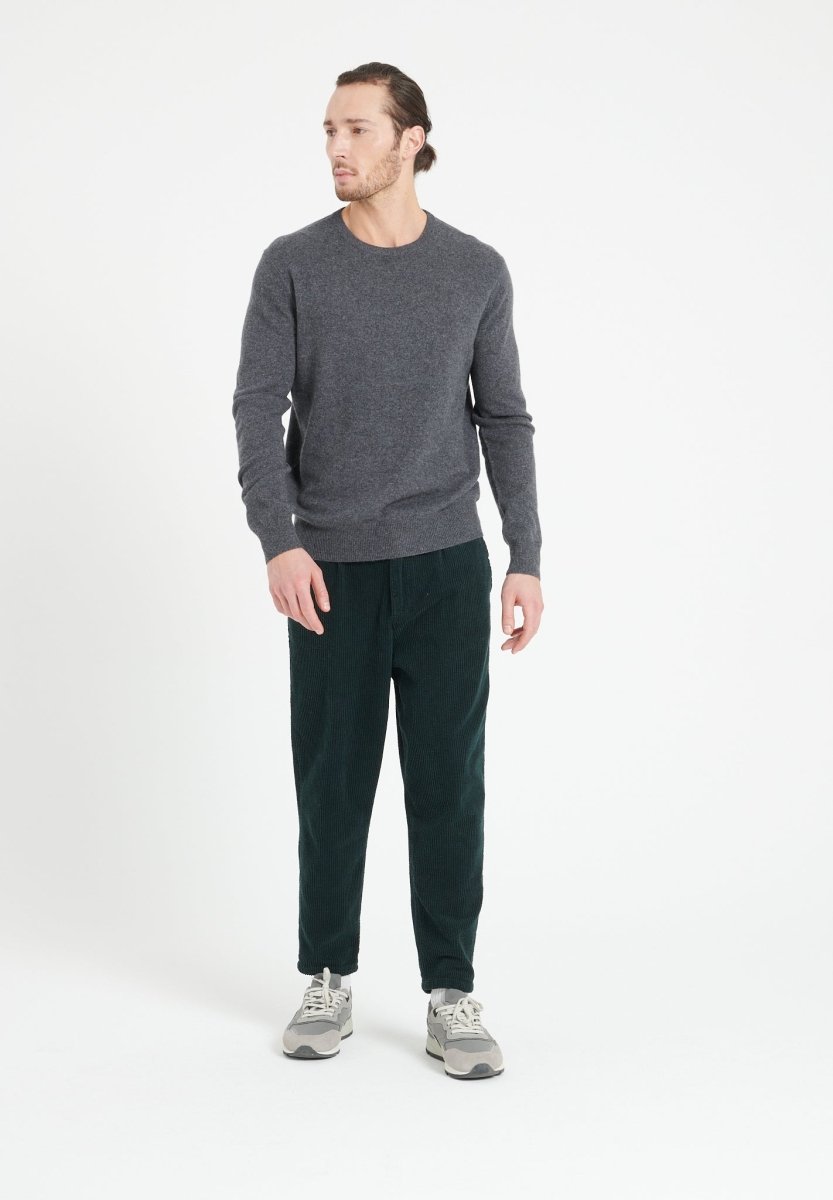 LUKE 2 Pull col rond en cachemire gris anthracite - Studio cashmere8