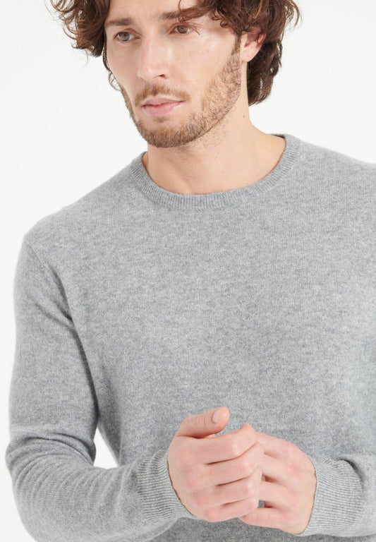 LUKE 2 Pull col rond en cachemire gris clair - Studio cashmere8