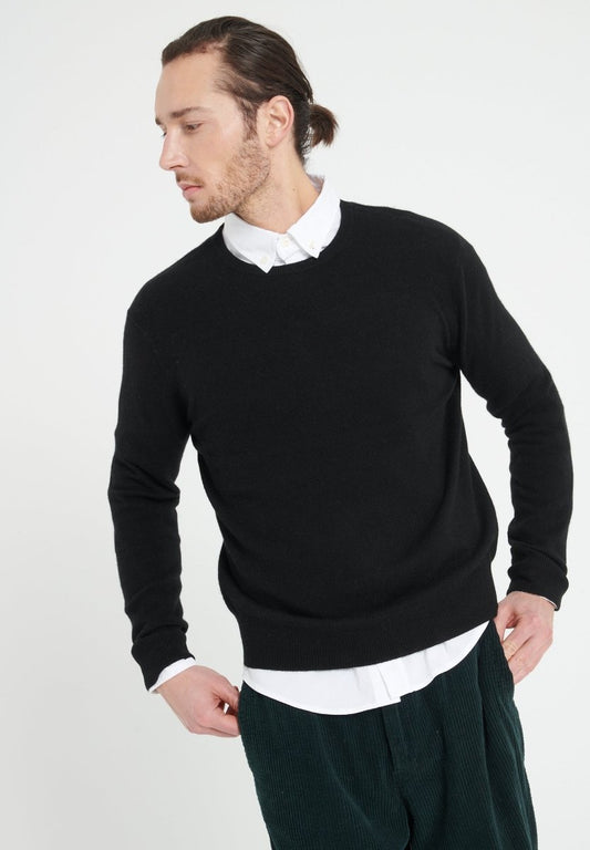 LUKE 2 Pull col rond en cachemire noir - Studio cashmere8