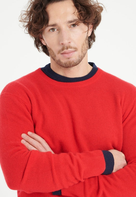 LUKE 2 Pull col rond en cachemire rouge - Studio cashmere8