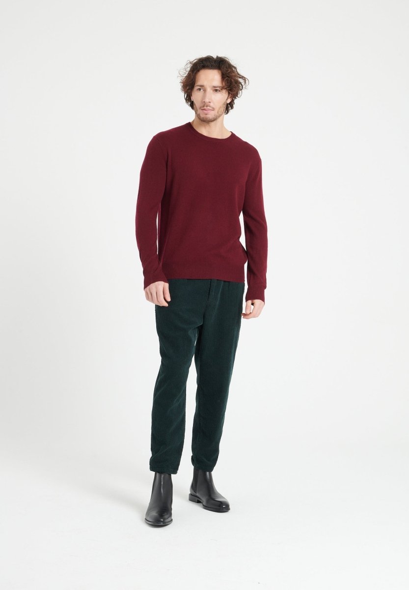 LUKE 2 Pull col rond en cachemire rouge bordeaux - Studio cashmere8