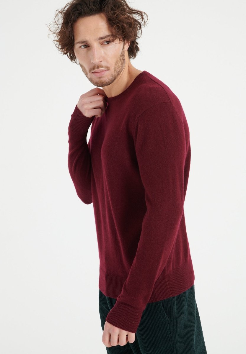 LUKE 2 Pull col rond en cachemire rouge bordeaux - Studio cashmere8