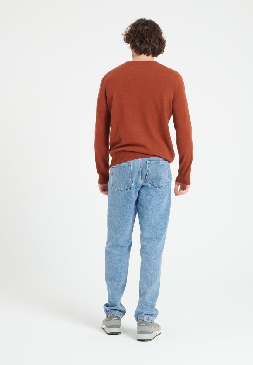 LUKE 2 Pull col rond en cachemire terracotta - Studio cashmere8