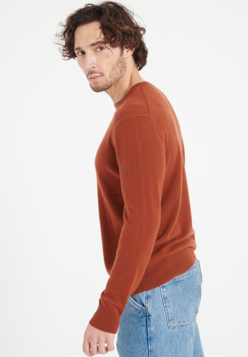 LUKE 2 Pull col rond en cachemire terracotta - Studio cashmere8