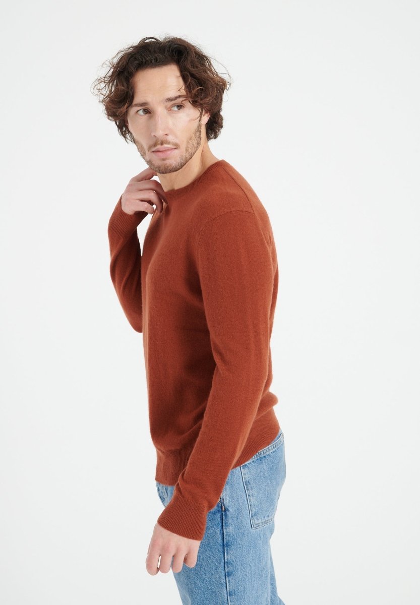 LUKE 2 Pull col rond en cachemire terracotta - Studio cashmere8