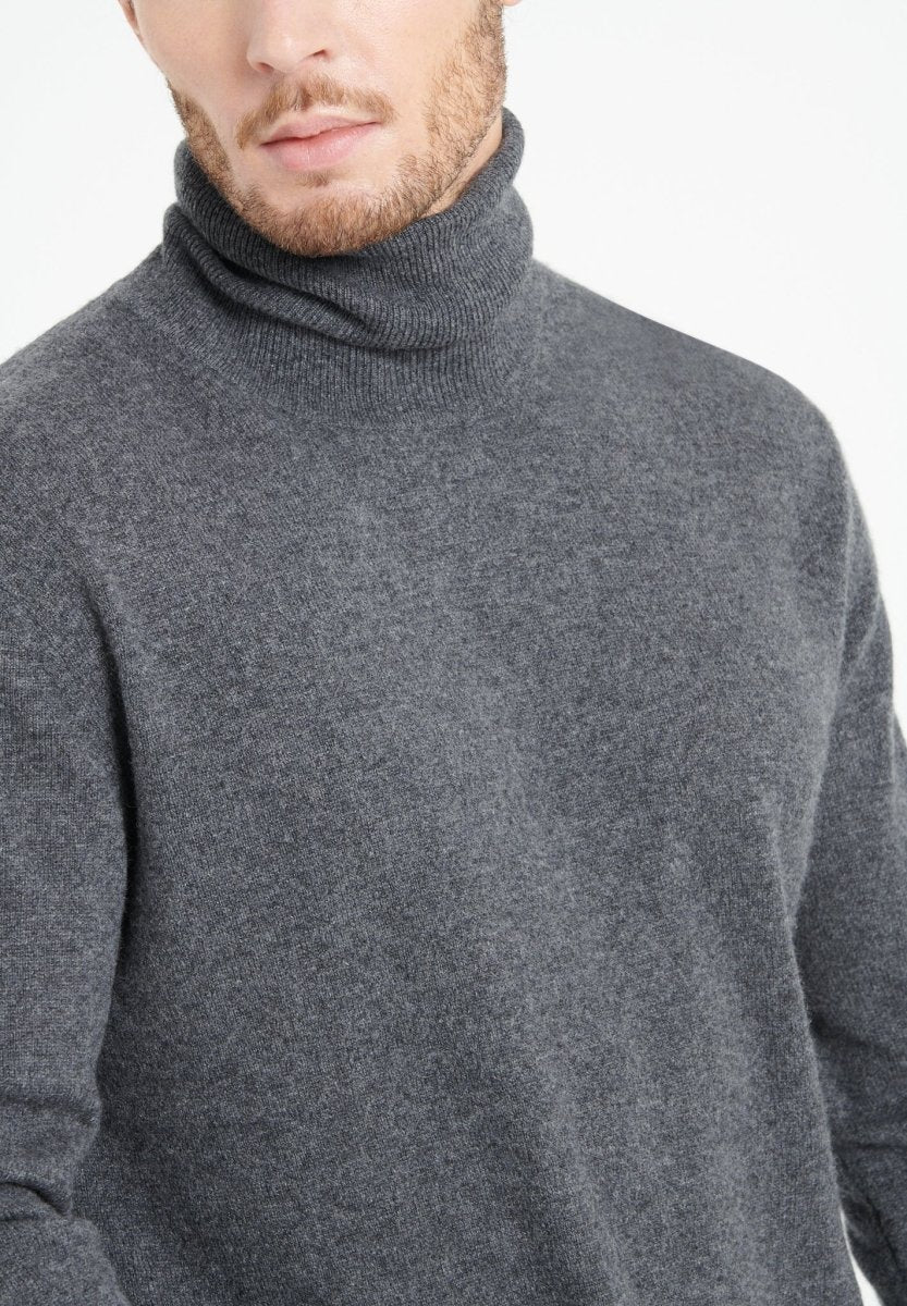 LUKE 3 Pull col roulé en cachemire gris anthracite - Studio cashmere8