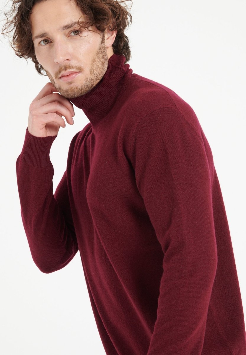 LUKE 3 Pull col roulé en cachemire rouge bordeaux - Studio cashmere8