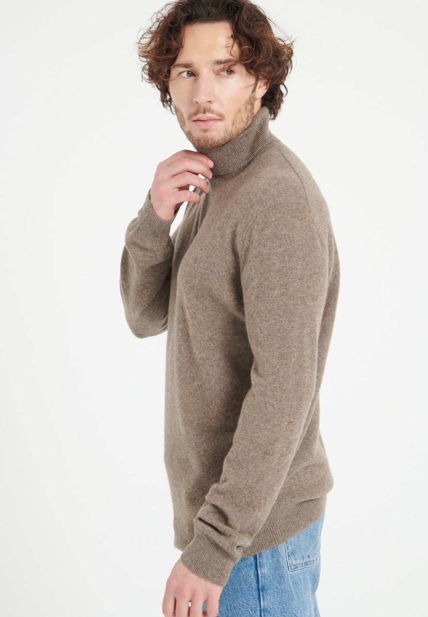 LUKE 3 Pull col roulé en cachemire taupe - Studio cashmere8