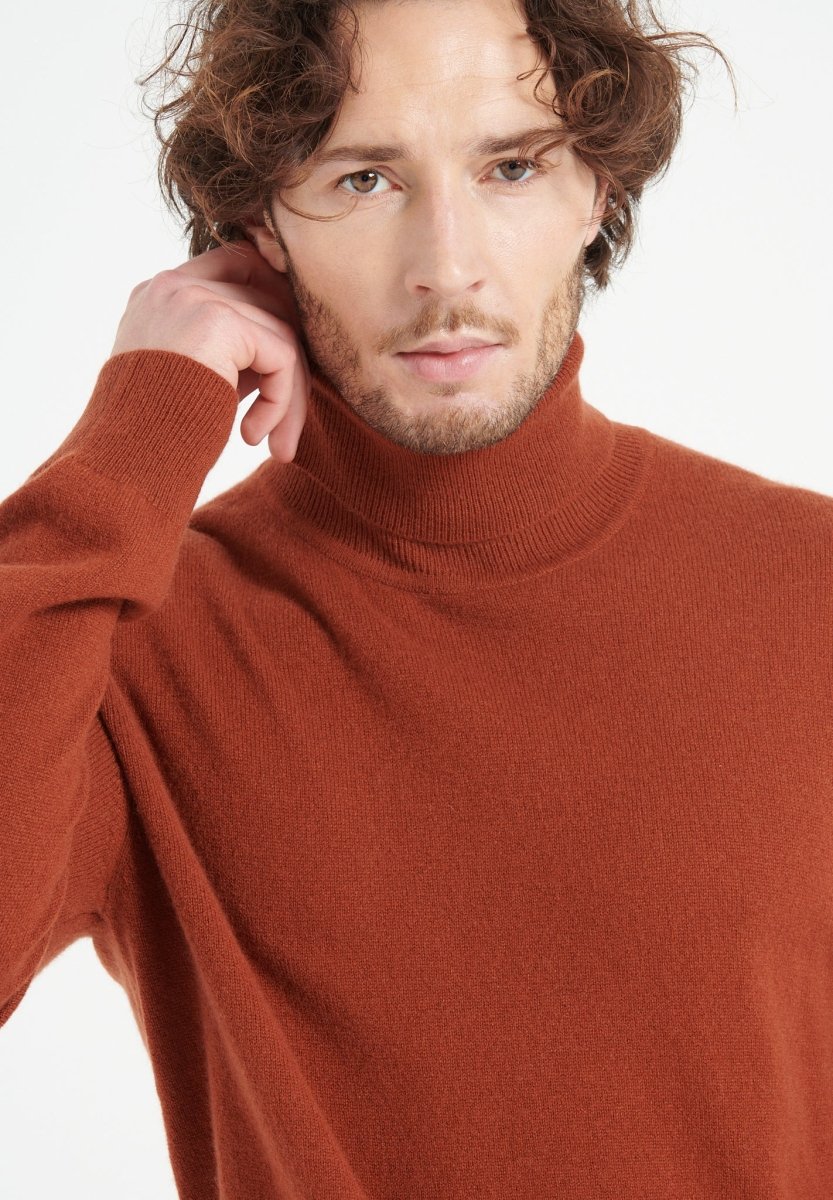 LUKE 3 Pull col roulé en cachemire terracotta - Studio cashmere8