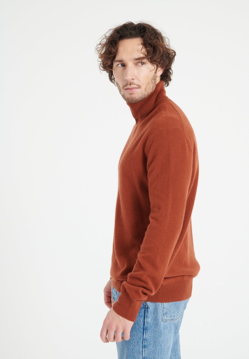 LUKE 3 Pull col roulé en cachemire terracotta - Studio cashmere8