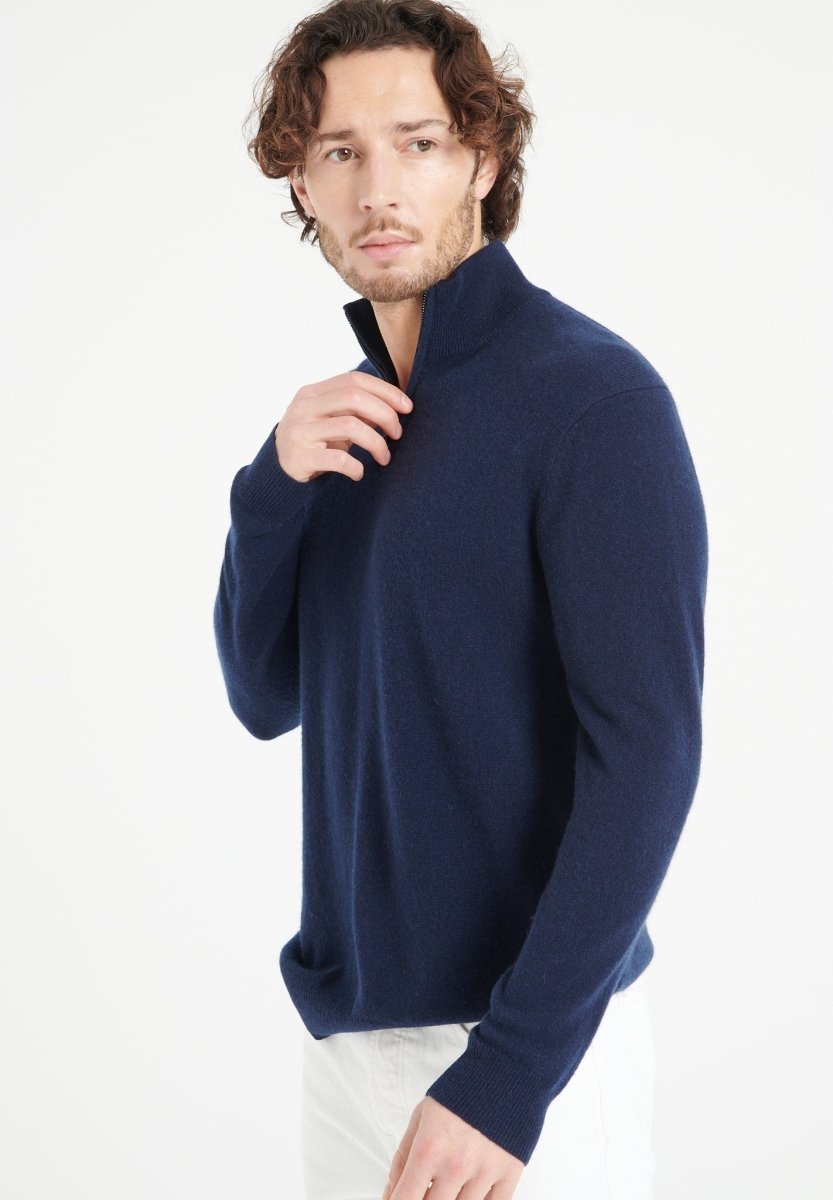 LUKE 4 Pull camionneur en cachemire bleu marine - Studio cashmere8