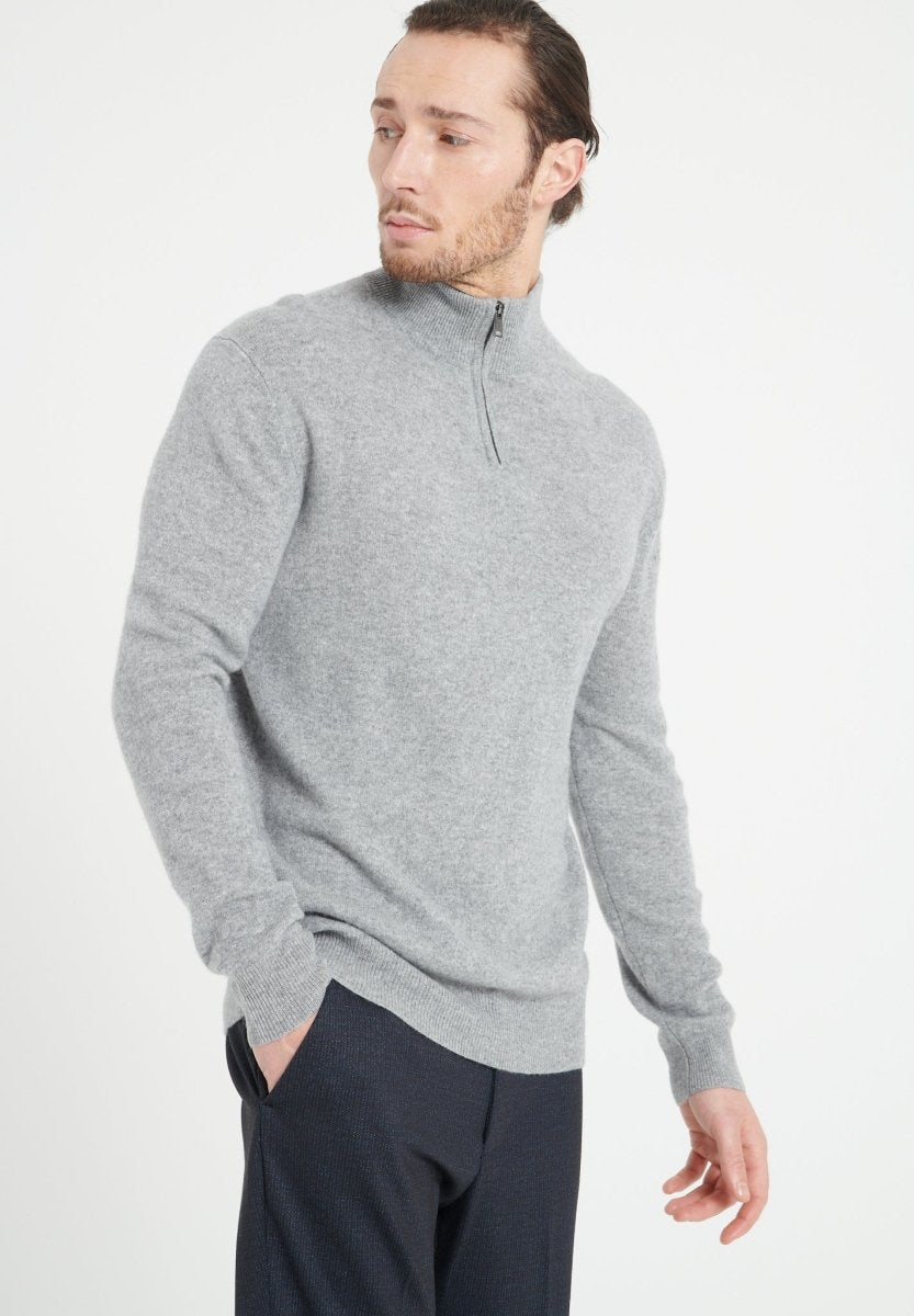 LUKE 4 Pull camionneur en cachemire gris clair - Studio cashmere8