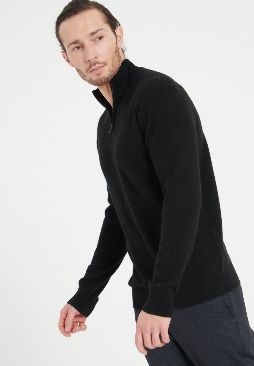 LUKE 4 Pull camionneur en cachemire noir - Studio cashmere8