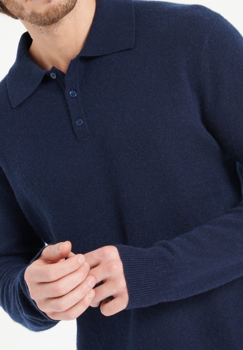 LUKE 5 Polo manches longues en cachemire bleu marine - Studio cashmere8