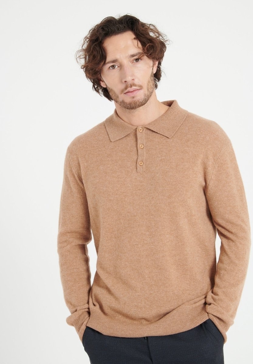 LUKE 5 Polo manches longues en cachemire camel - Studio cashmere8