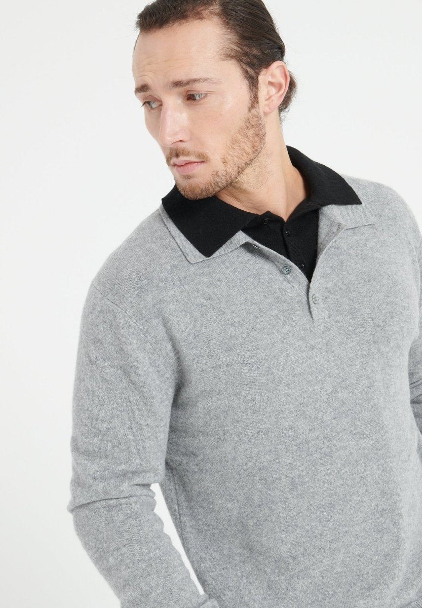 LUKE 5 Polo manches longues en cachemire gris clair - Studio cashmere8