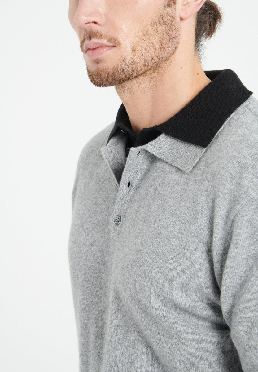 LUKE 5 Polo manches longues en cachemire gris clair - Studio cashmere8