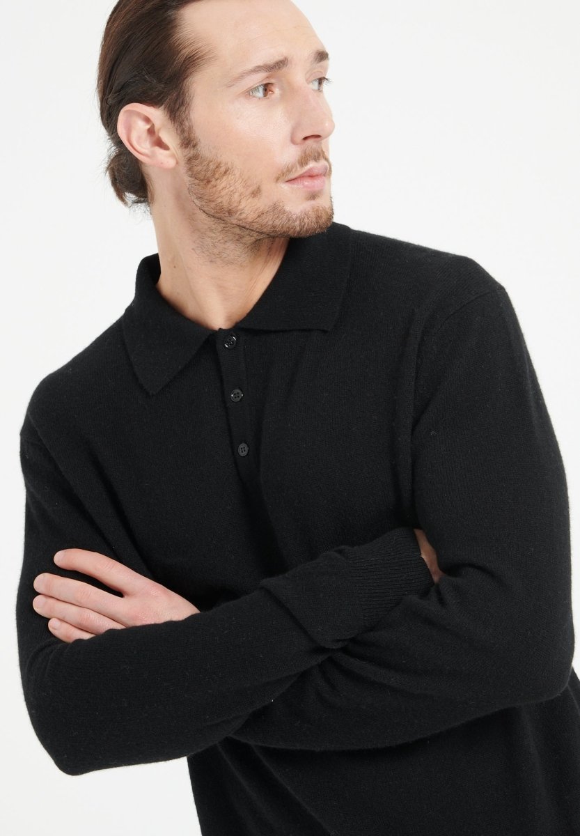 LUKE 5 Polo manches longues en cachemire noir - Studio cashmere8