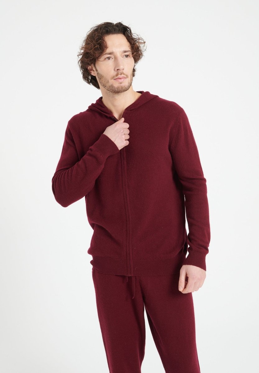 LUKE 6 Sweat à capuche zippé en cachemire rouge bordeaux - Studio cashmere8