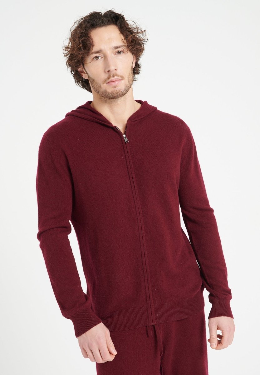 LUKE 6 Sweat à capuche zippé en cachemire rouge bordeaux - Studio cashmere8