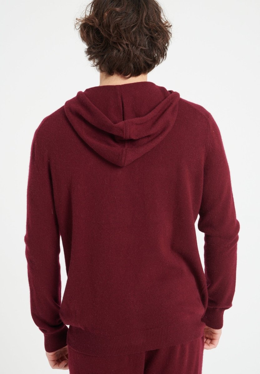 LUKE 6 Sweat à capuche zippé en cachemire rouge bordeaux - Studio cashmere8