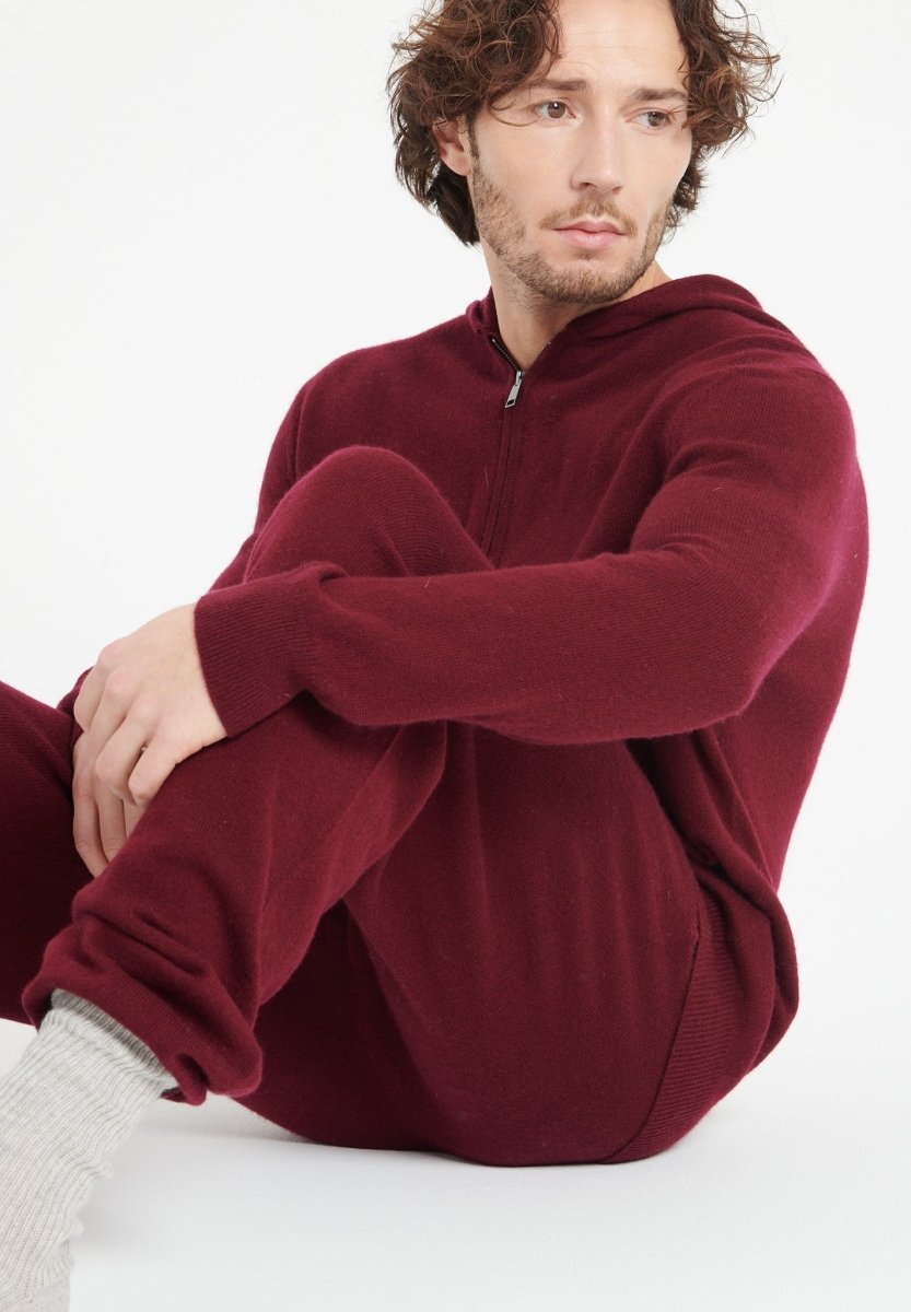 LUKE 7 Pantalon de survêtement en cachemire rouge bordeaux - Studio cashmere8