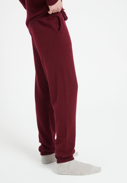 LUKE 7 Pantalon de survêtement en cachemire rouge bordeaux - Studio cashmere8