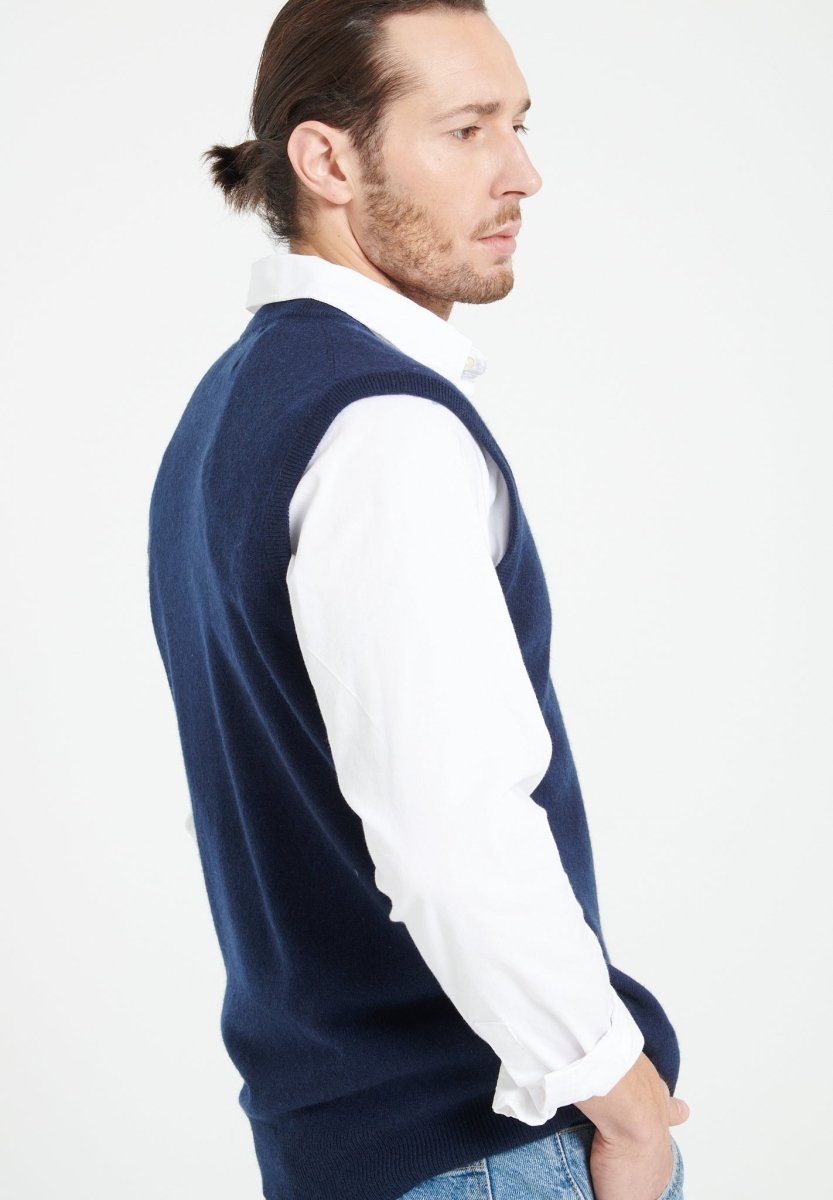 LUKE 9 Gilet sans manches en cachemire bleu marine - Studio cashmere8