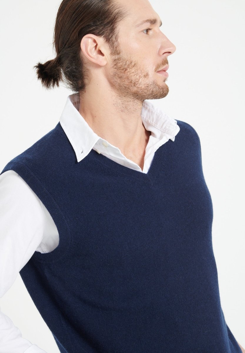 LUKE 9 Gilet sans manches en cachemire bleu marine - Studio cashmere8