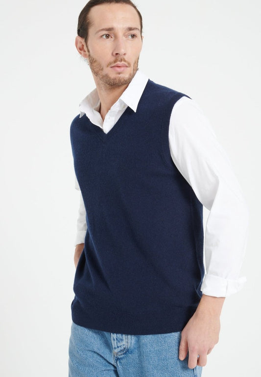 LUKE 9 Gilet sans manches en cachemire bleu marine - Studio cashmere8