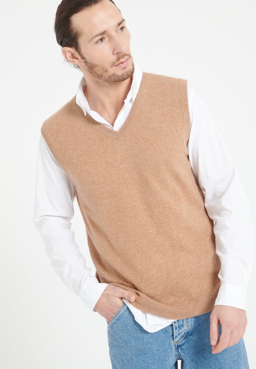 LUKE 9 Gilet sans manches en cachemire camel - Studio cashmere8