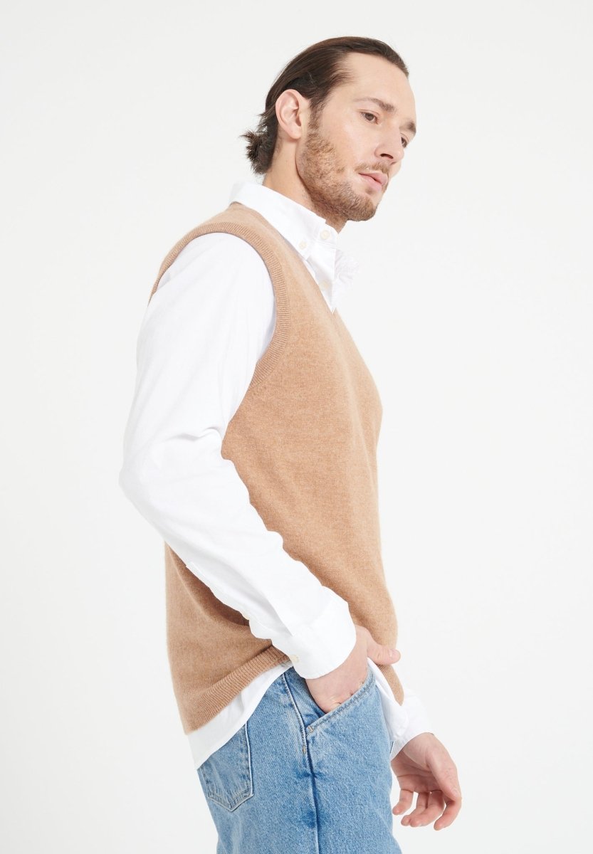 LUKE 9 Gilet sans manches en cachemire camel - Studio cashmere8