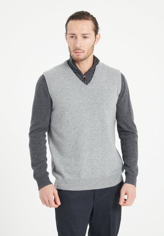 LUKE 9 Gilet sans manches en cachemire gris clair - Studio cashmere8