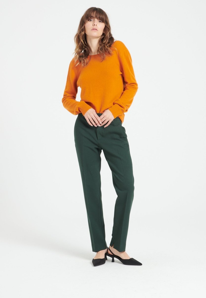 MIA 7 Pull décolleté en V dans le dos en cachemire orange citrouille - Studio cashmere8