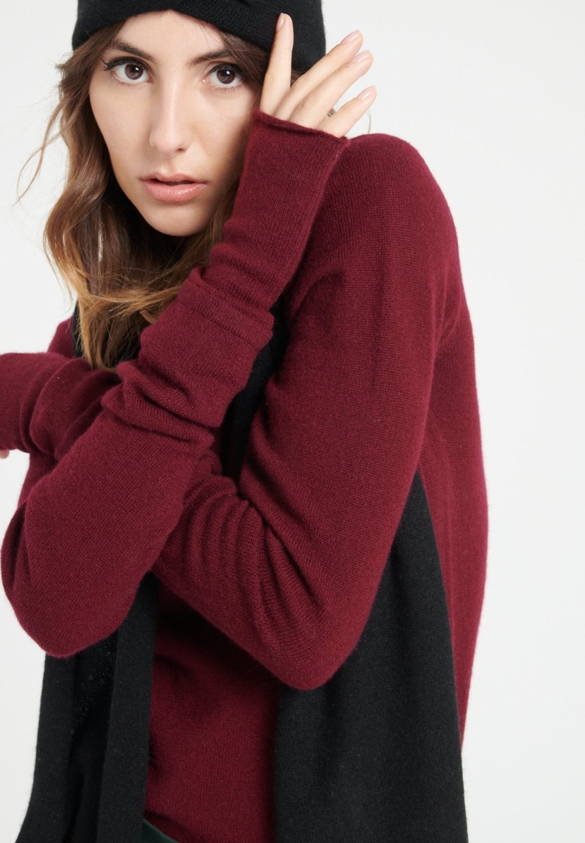 Mitaines en cachemire rouge bordeaux - Studio cashmere8