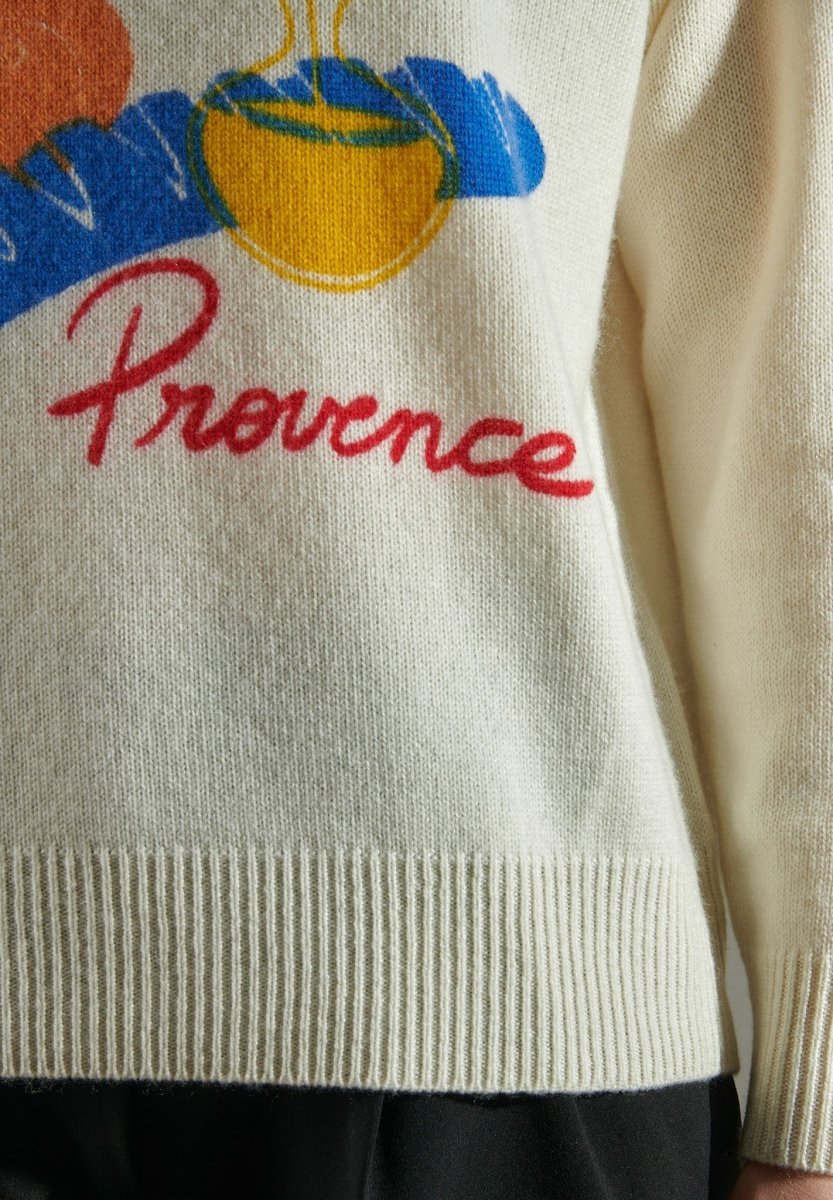 NAMI 17 Pull col rond 4 fils en cachemire La Provence 1 blanc écru - Studio cashmere8