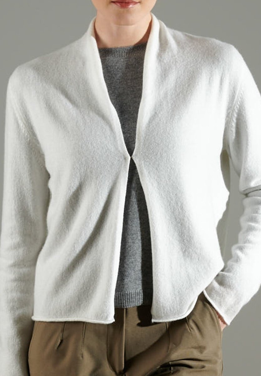 NAMI 2 Cardigan col châle en cachemire blanc écru - Studio cashmere8