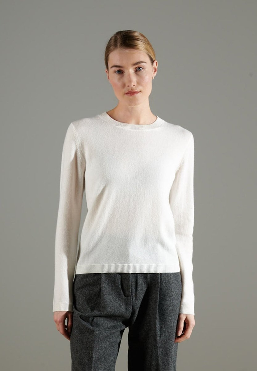 NAMI 4 Pull col rond en cachemire blanc écru - Studio cashmere8