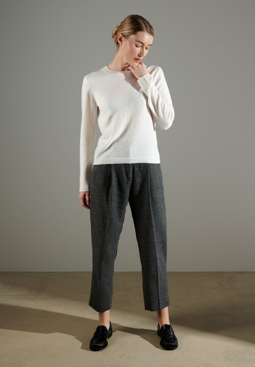 NAMI 4 Pull col rond en cachemire blanc écru - Studio cashmere8