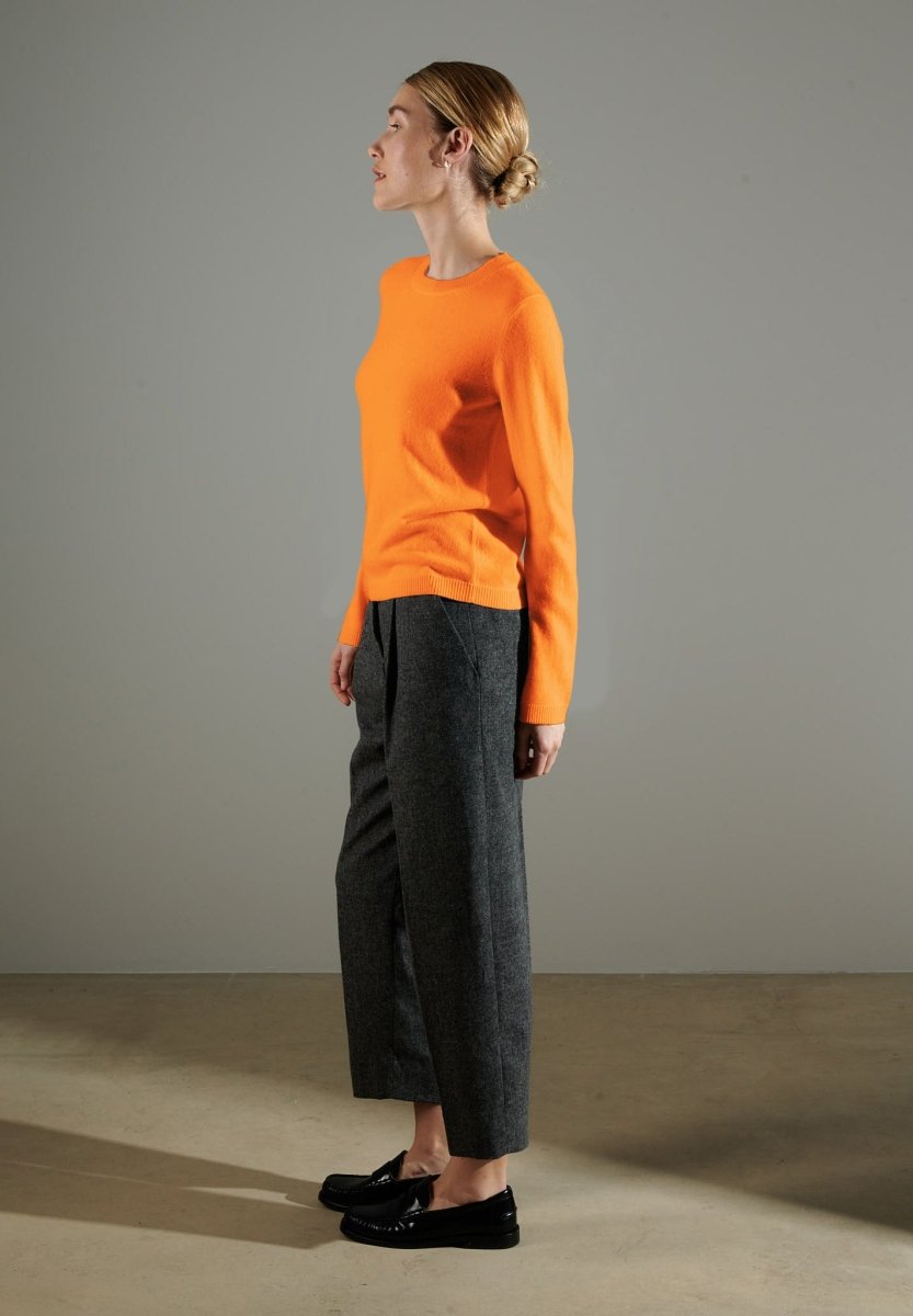 NAMI 4 Pull col rond en cachemire orange citrouille - Studio cashmere8