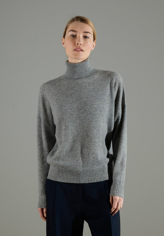 NAMI 7 Pull col roulé oversize en cachemire gris clair - Studio cashmere8