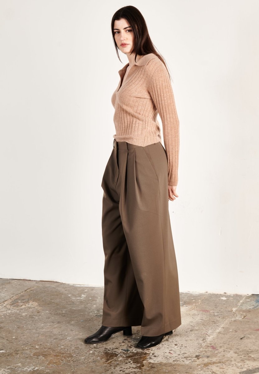 Polo manches longues cachemire camel femme - HANA 11 - Studio cashmere8