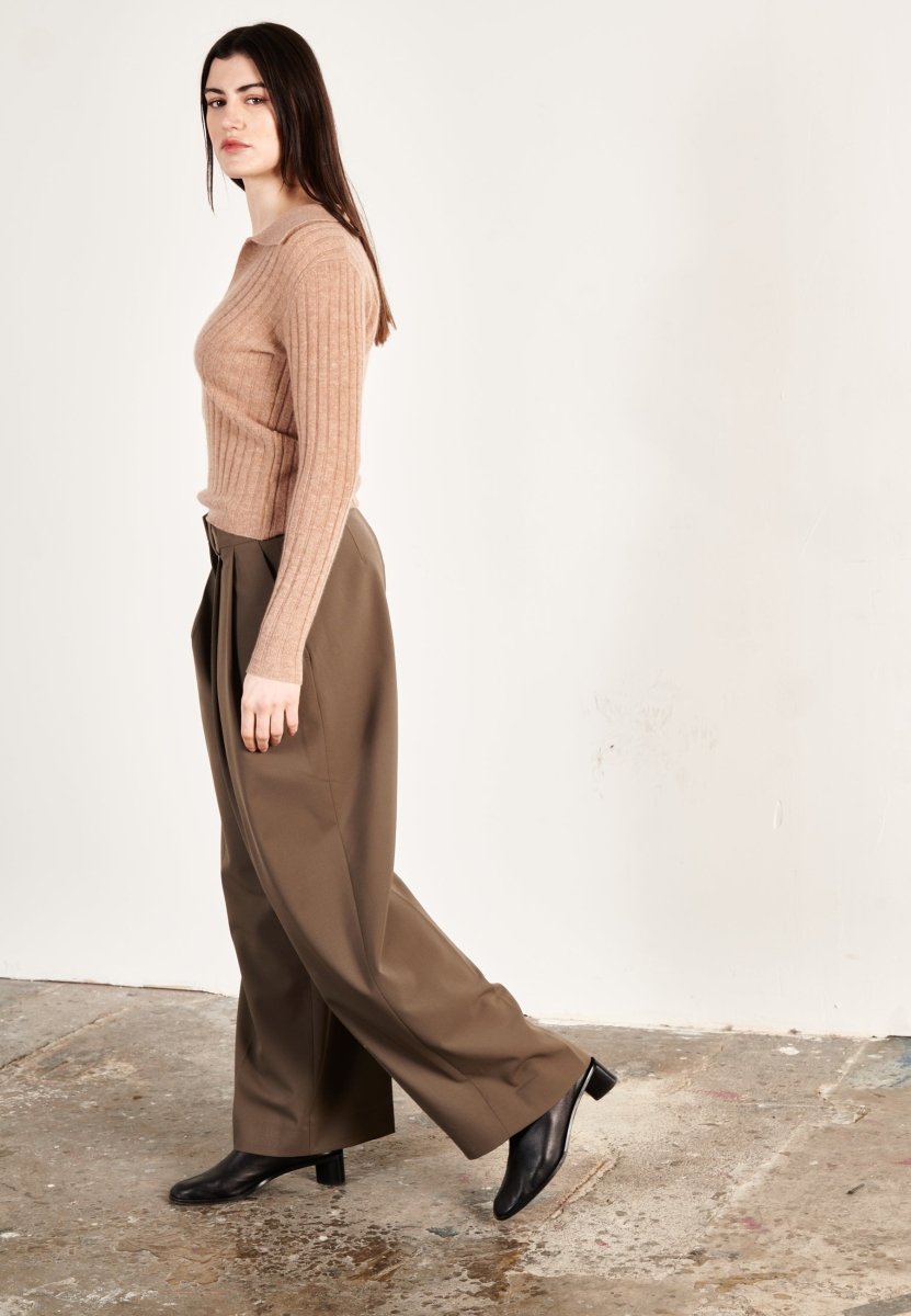 Polo manches longues cachemire camel femme - HANA 11 - Studio cashmere8