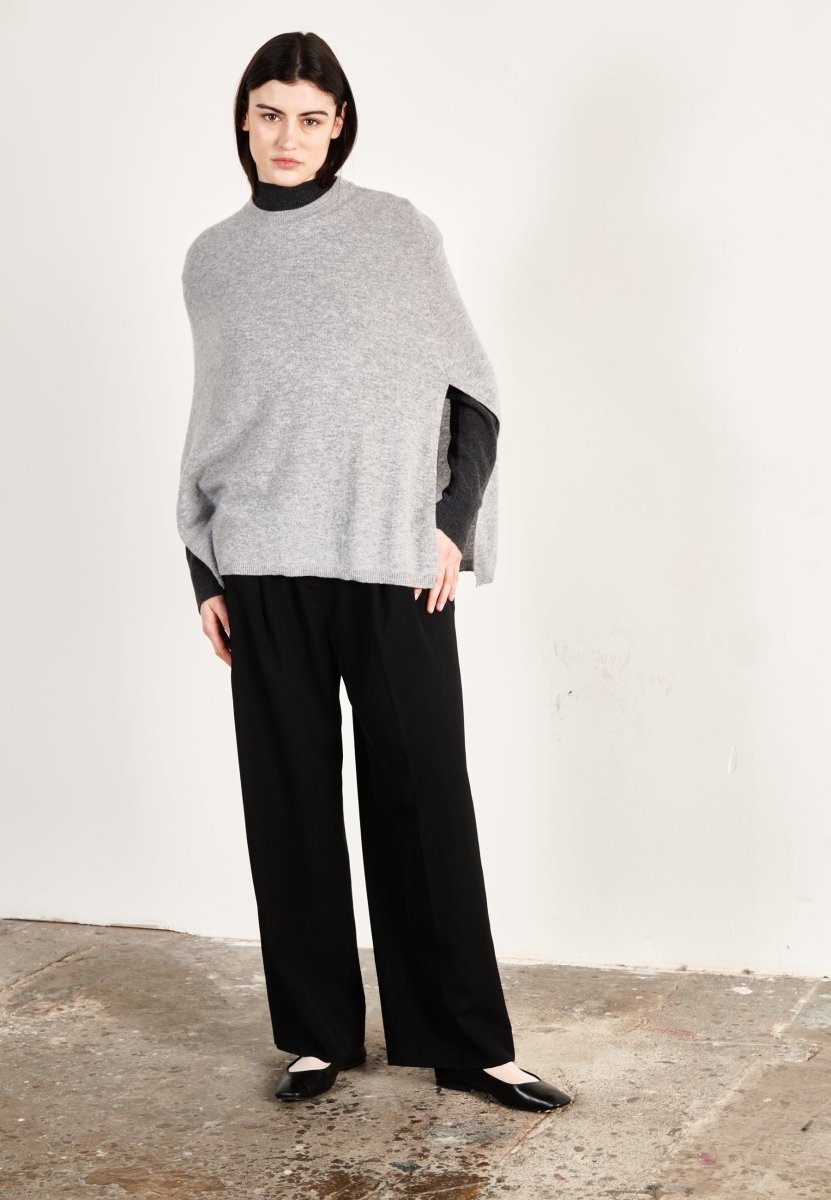 Poncho cachemire gris clair femme - HANA 15 - Studio cashmere8