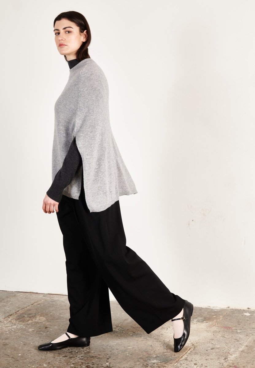 Poncho cachemire gris clair femme - HANA 15 - Studio cashmere8