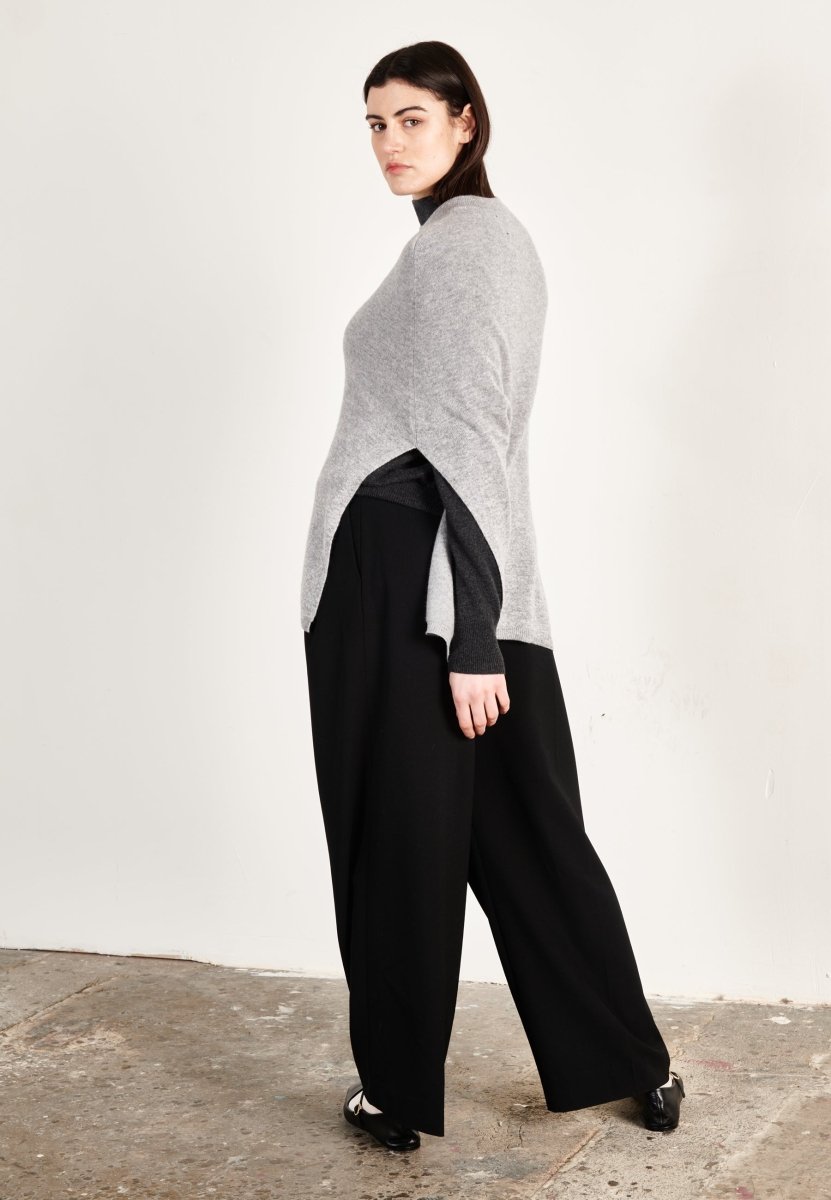 Poncho cachemire gris clair femme - HANA 15 - Studio cashmere8