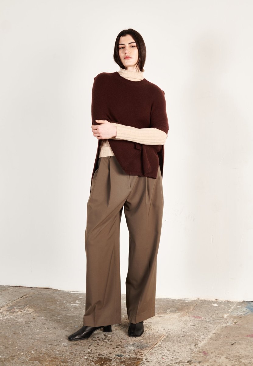 Poncho cachemire marron femme - HANA 15 - Studio cashmere8