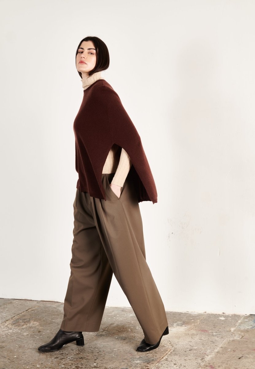 Poncho cachemire marron femme - HANA 15 - Studio cashmere8