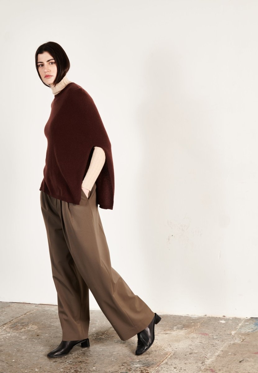 Poncho cachemire marron femme - HANA 15 - Studio cashmere8